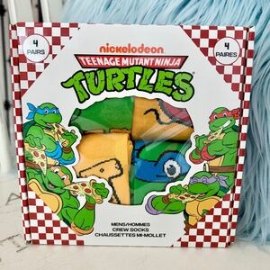 TEENAGE MUTANT NINJA TURTLES, Socks, MENS Crew Socks, TMNT, 4 Pair, Box Set, NEW